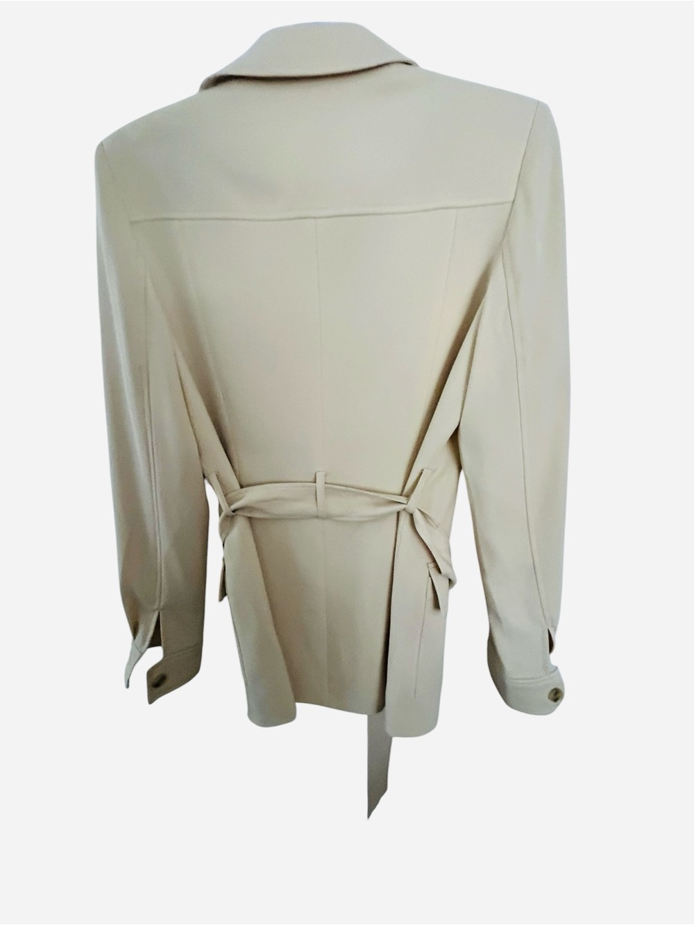 Calvin Klein Classic Off White Utility Zip Jacket with Self Tie Removable Belt - Picture 3 of 5